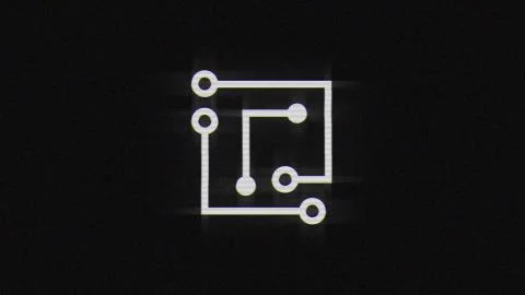 Laptop chip in glitch effect mp4 video Stock Illustration