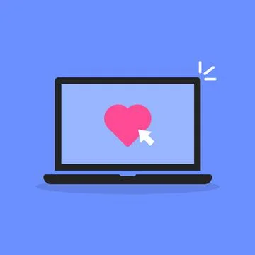 Laptop with click on like button Stock Illustration