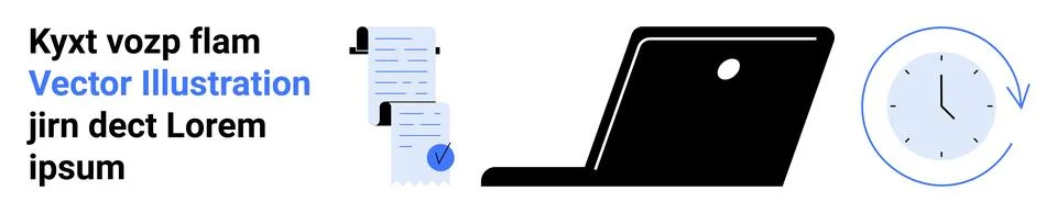 Laptop, Clock, and Document Vector Graphics for Productivity and Time Manag.. 스톡 일러스트