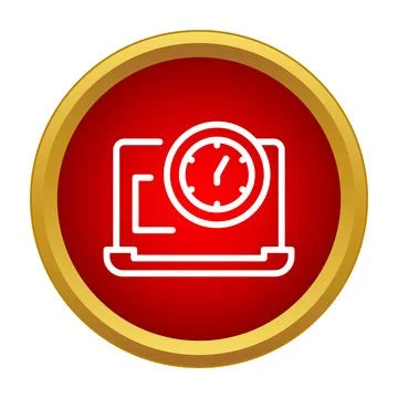 Laptop with clock icon managing online productivity deadline Stock Illustration