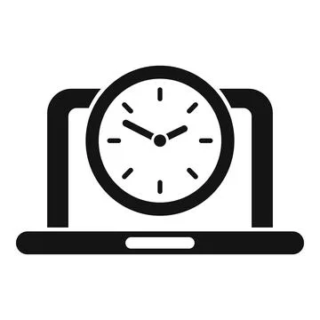 Laptop with clock icon time management concept 스톡 일러스트