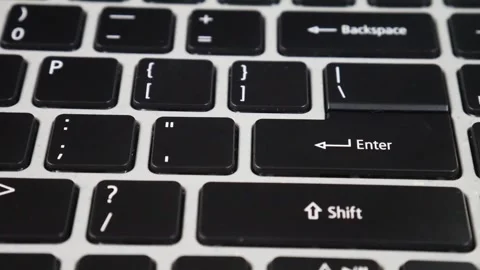 Laptop Close Up Macro Enter Keyboard Press and Release Stock Footage 246654848