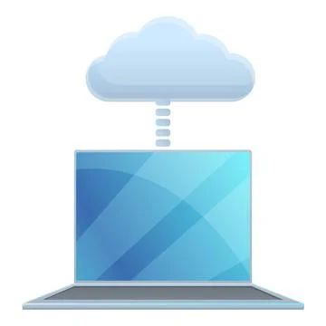 Laptop cloud access icon, cartoon style Stock Illustration