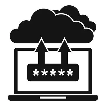 Laptop cloud authentication icon, simple style Illustrazione stock