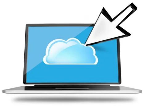 Laptop cloud computer click cursor Stock Illustration