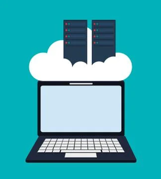 Laptop cloud computing and big data design Illustrazione stock