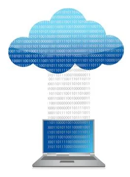Laptop cloud computing binary transfer illustration design 库存插图