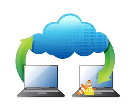 Laptop cloud computing connection concept Illustrazione stock