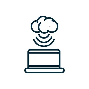 Laptop cloud computing connection internet of things line icon 스톡 일러스트