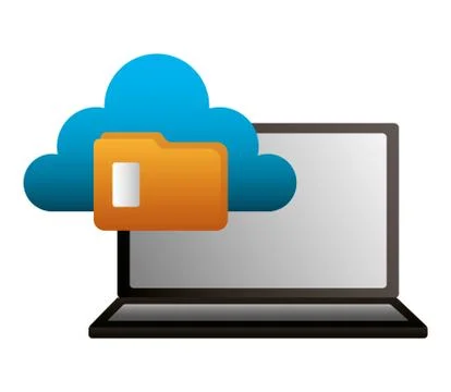 Laptop cloud computing folder file data Stock Illustration