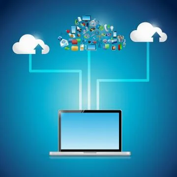 Laptop cloud computing icon network illustration 스톡 일러스트