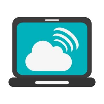 Laptop with cloud computing Stock Illustration