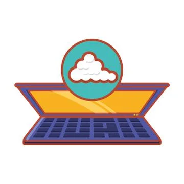 Laptop with cloud computing Illustrazione stock