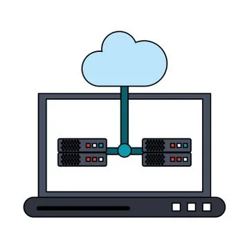Laptop with cloud computing Stock Illustration