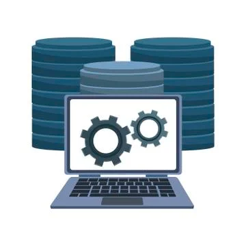 Laptop with cloud computing Stock Illustration