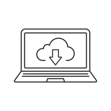 Laptop cloud computing linear icon 스톡 일러스트