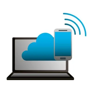 Laptop cloud computing mobile connection internet 스톡 일러스트