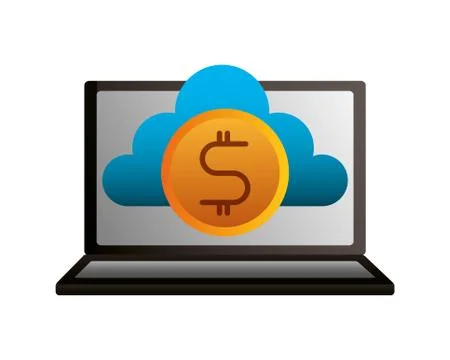 Laptop cloud computing money dollar Illustrazione stock