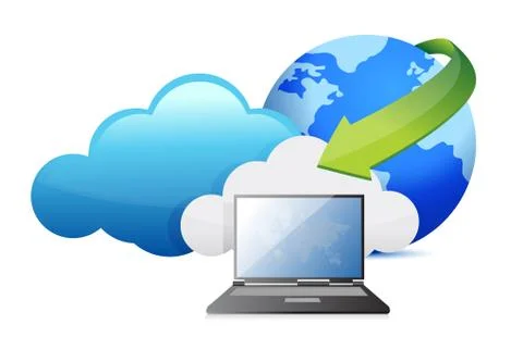 Laptop cloud computing moving concept illustration design Illustrazione stock
