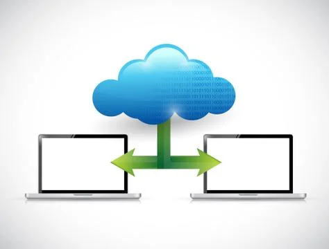 Laptop cloud computing network illustration design over white Stock Illustration