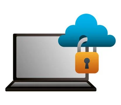 Laptop cloud computing protection secure data 스톡 일러스트