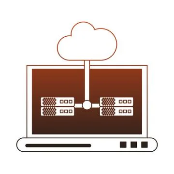 Laptop with cloud computing red lines イラスト素材