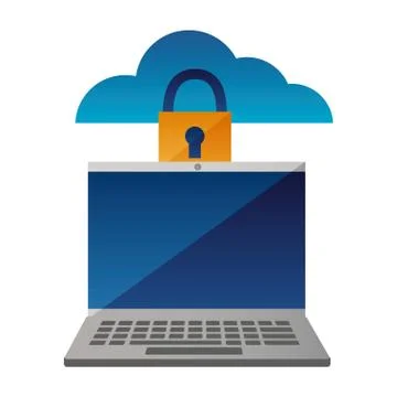 Laptop cloud computing security data Stock Illustration