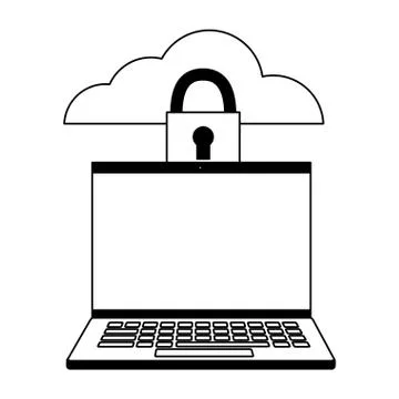 Laptop cloud computing security data 스톡 일러스트