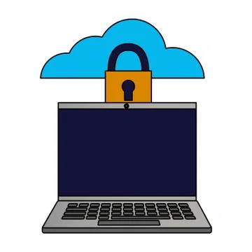 Laptop cloud computing security data Stock Illustration
