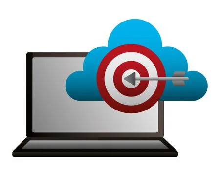 Laptop cloud computing target business 스톡 일러스트
