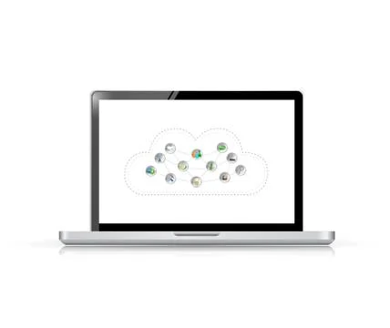 Laptop cloud computing tools illustration tools イラスト素材