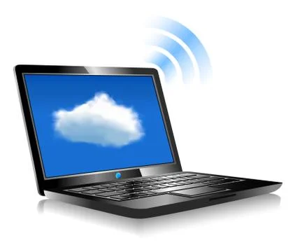 Laptop Cloud Connection wifi digital Stock Illustration