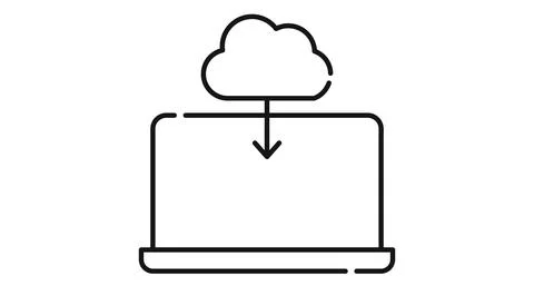 Laptop cloud download icon Illustrazione stock