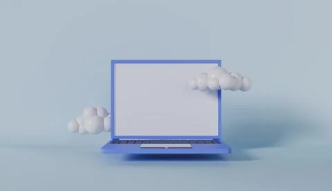 Laptop with cloud icon, cloud computing concept Stock Illustration