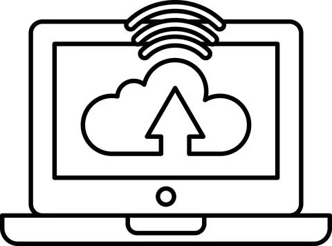A laptop with a cloud icon on it Illustrazione stock