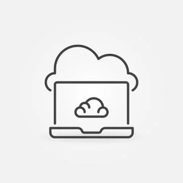 Laptop with Cloud linear icon - vector Cloud Computing symbol イラスト素材