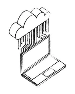 Laptop cloud storage circuit network data Stockillustratie