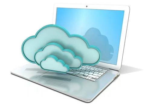Laptop with clouds 3D computer icon Laptop with clouds 3D computer icon. 3... 写真素材