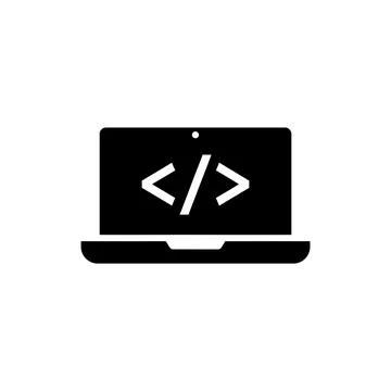 Laptop with Code Brackets Developer Icon Stock Illustration