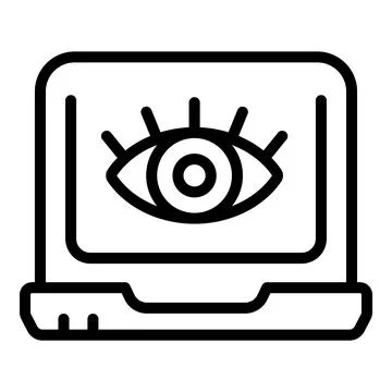 Laptop code camera icon outline vector. Stop secure Stock Illustration