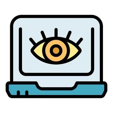 Laptop code camera icon vector flat Stock Illustration