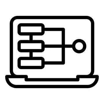 Laptop code html icon outline vector. Cms development Stock Illustration