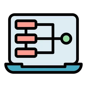 Laptop code html icon vector flat Stock Illustration