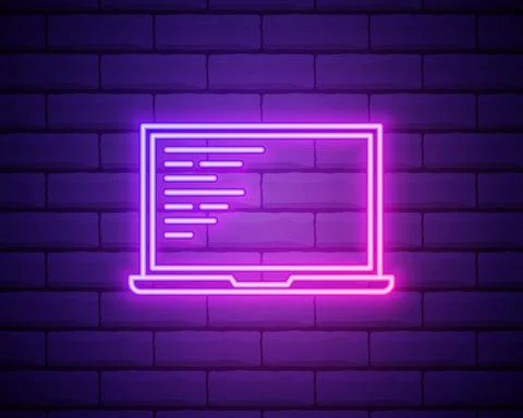 Laptop code neon icon. Elements of data secutity set. Simple icon for website Stock Illustration