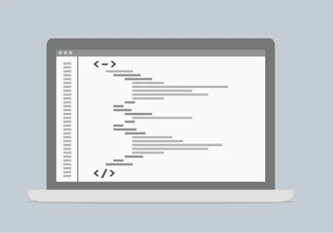 Laptop code Programming Stock Illustration