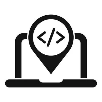 Laptop code read icon simple vector. Gear hosting Stock Illustration