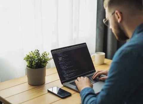 Laptop code screen Foto stock