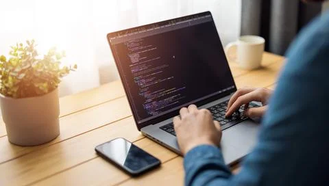 Laptop code screen Foto stock