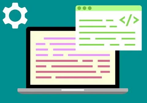 Laptop coding project developers Stock-Illustration