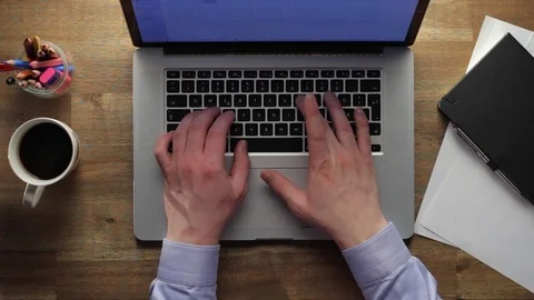 Laptop coffee Man Stock Footage 71350344